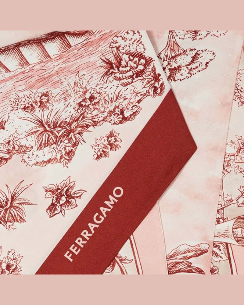 Ferragamo Women's Silk Bandeau Voyage Print Pink Scarf Scarfs Pink