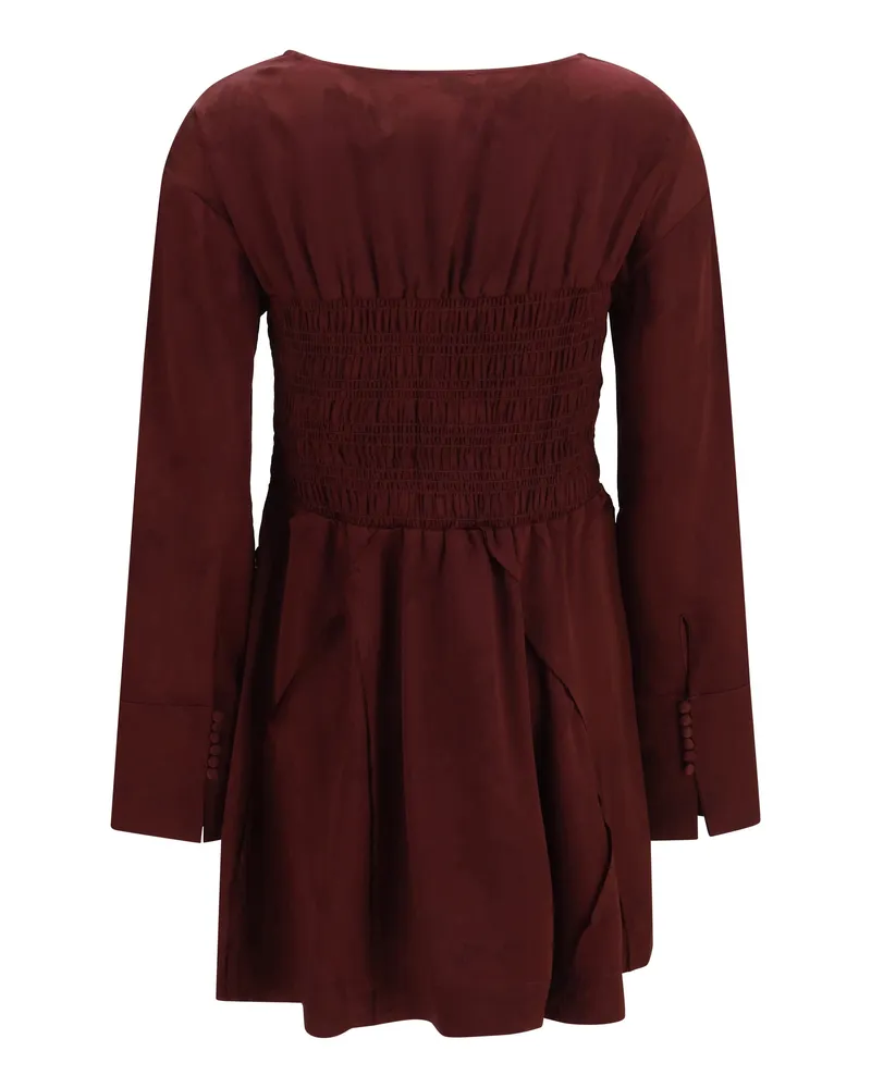 Ganni Women's Long-Sleeve Satin Mini Dress Port Royale Acetate; Polyester Red