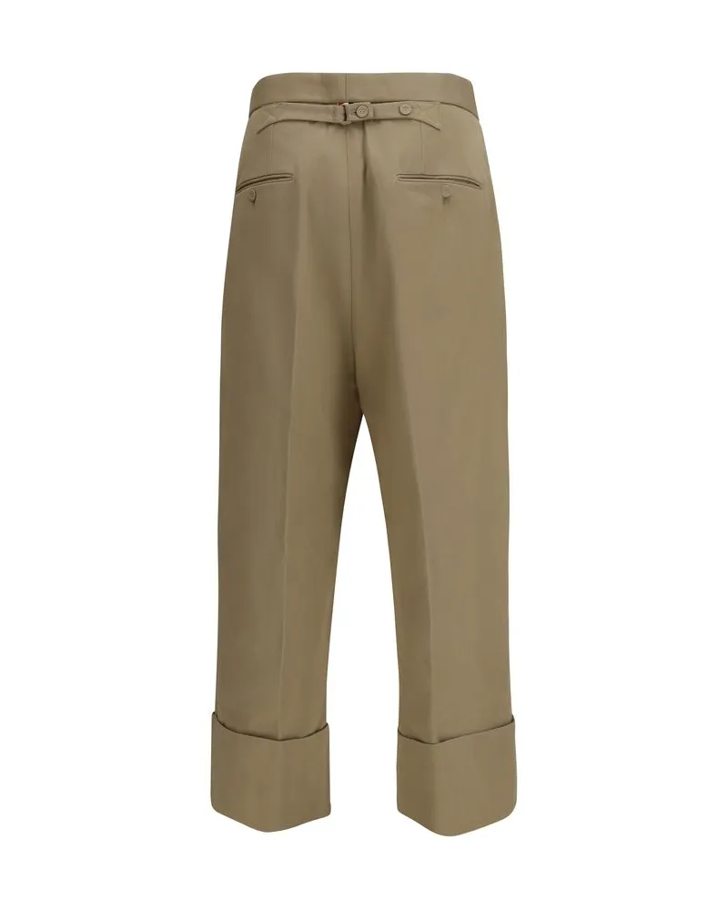 Thom Browne Men's Beige Cotton Casual Pants Beige