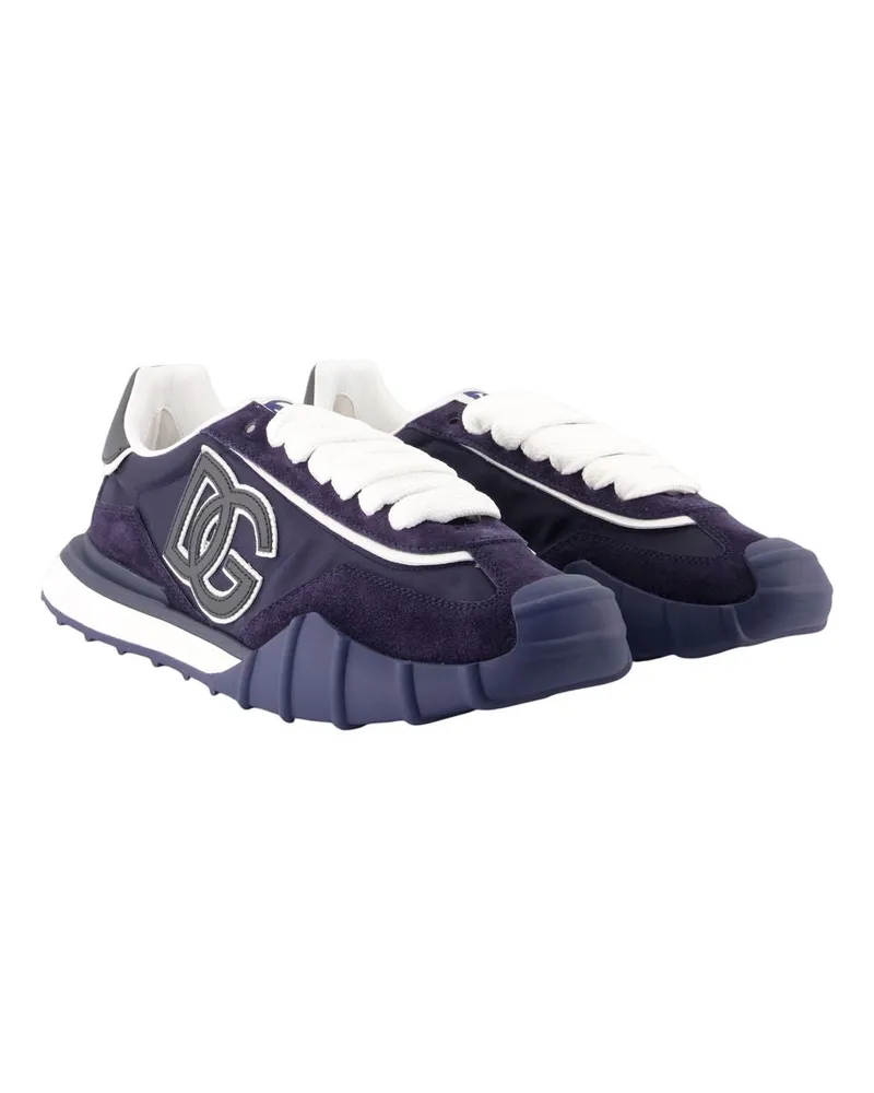 Dolce & Gabbana Men's Dg Athletic Sneakers -  Leather Blue Calfskin Shoes Navy