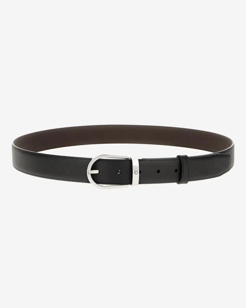 Montblanc Men's Belt Two-Tone Reversible Leather Multicolour Multicolor