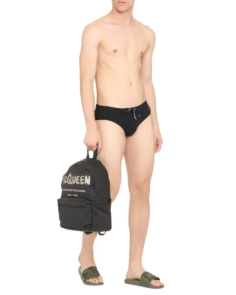 Dolce & Gabbana Men's Black Logo Swim Briefs Shell Polyamide Beachwear Sea Clothing Black