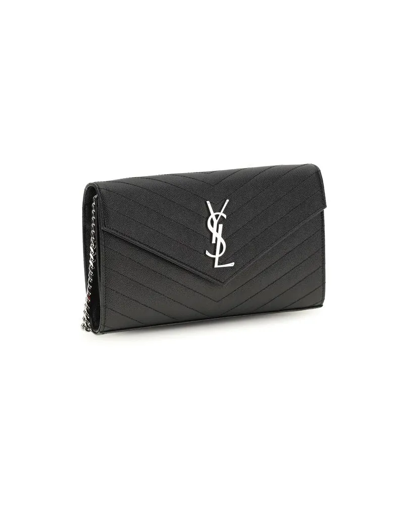 Saint Laurent Women's Black Calf Leather Bos Taurus Wallet Black