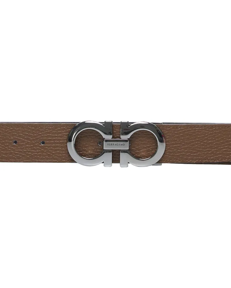Ferragamo Men's Leather Belt Gancini Brown Calf Brown