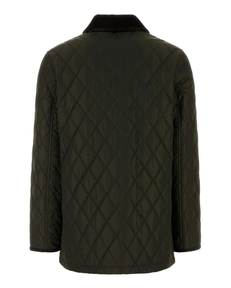 Burberry Women's Army Green Nylon Jacket Shalebrushipcheck Giubbini Green