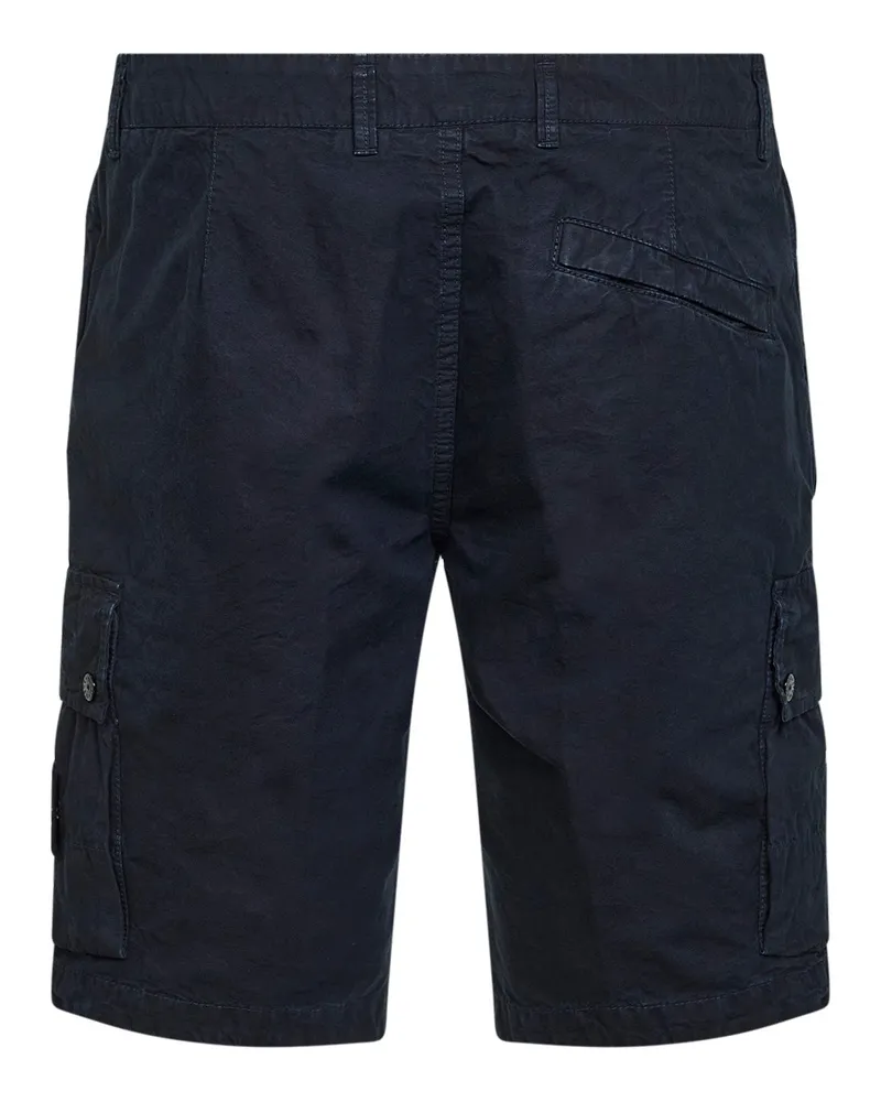 Stone Island Men's Blue Organic Cotton Twill Cargo Bermuda Shorts Blue