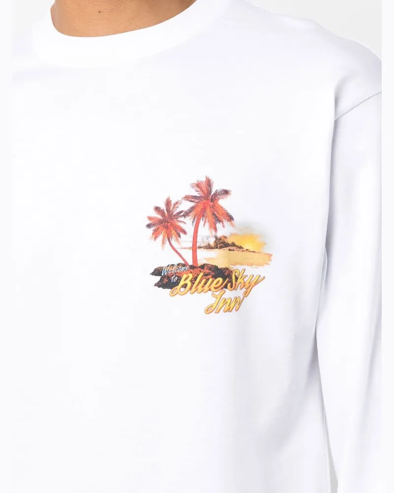 Blue Sky Inn Logo-Embroidered Long-Sleeve T-Shirt — White White