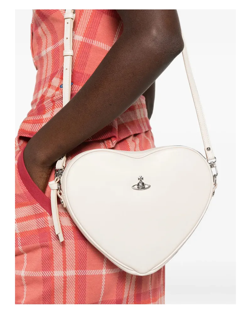 Vivienne Westwood Heart-Shaped Leather Top Handle Bag — Beige Beige
