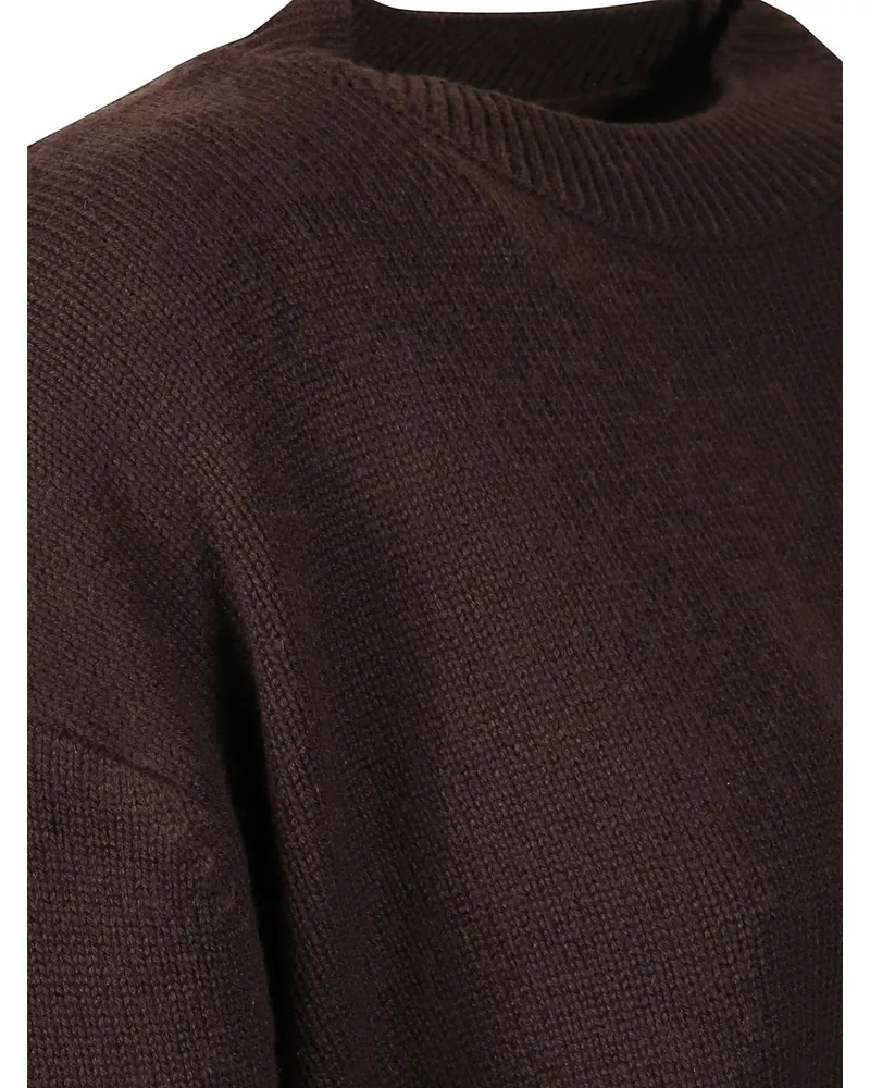 032c Padded-Shoulder Wool Sweater — Brown Brown