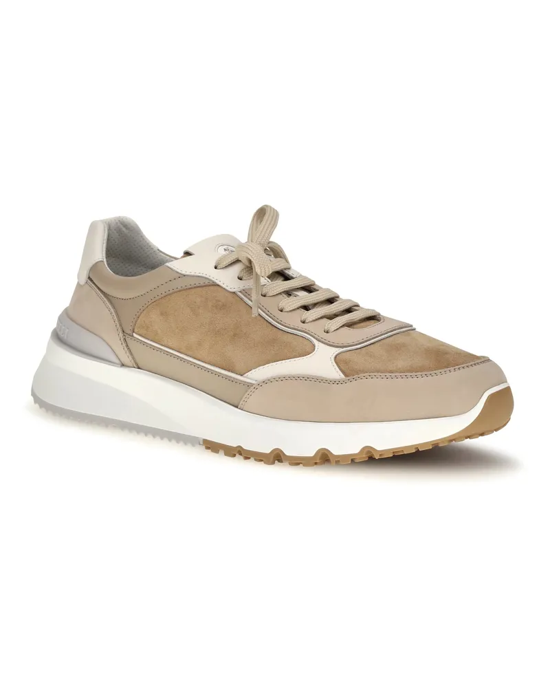 Brunello Cucinelli Men's Leather Sneakers Siena+beige+sesame+panama Beige