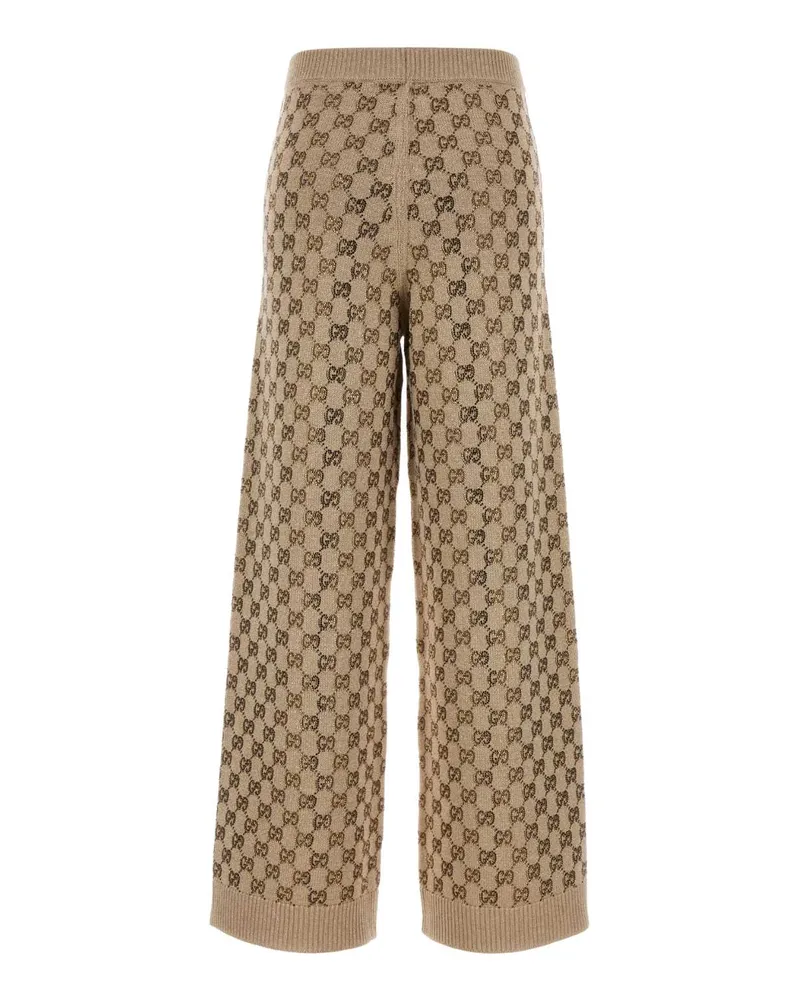 Gucci Women Embellished Wool Blend Joggers Goldbeigemix Pantaloni Beige