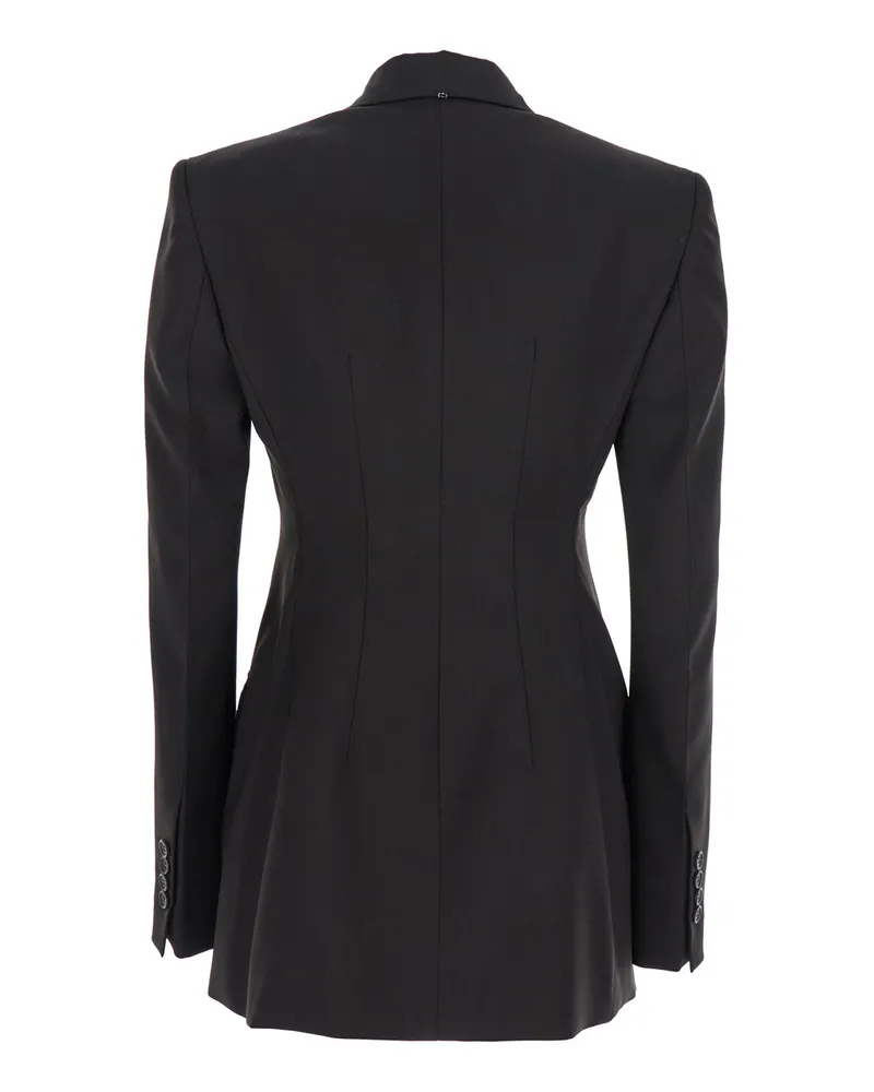 SPORTMAX Women's Brown Double-Breasted Wool Jacket Virgin Blazers Black