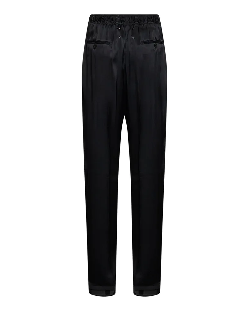 Maison Margiela Women's Trousers Satin Drawstring Blue Acetate Blue