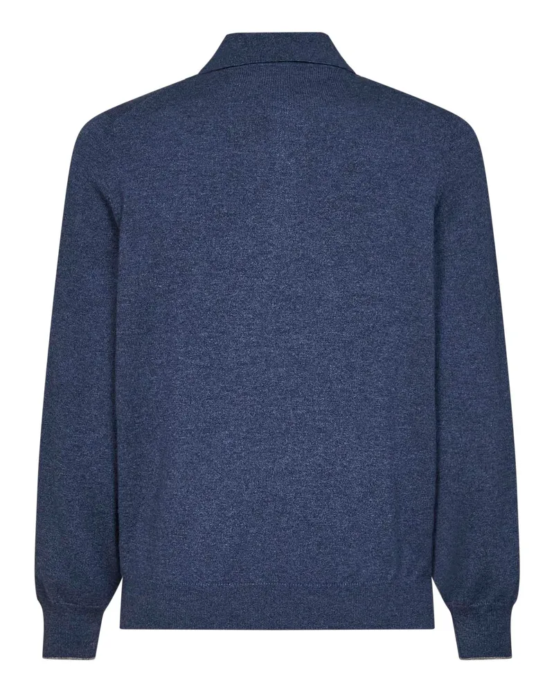 Brunello Cucinelli Men's Polo Shirt Denim Cashmere Blue T-shirts And Polos Blue