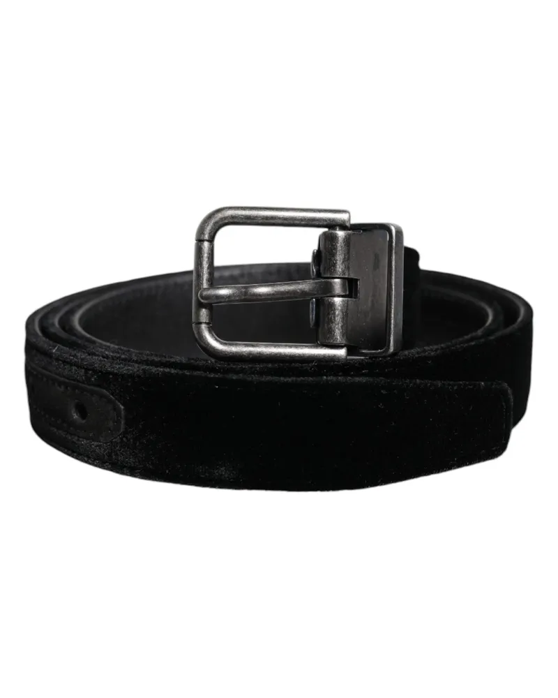 Dolce & Gabbana Men's Black Leather Metal Buckle Classic Belt Black