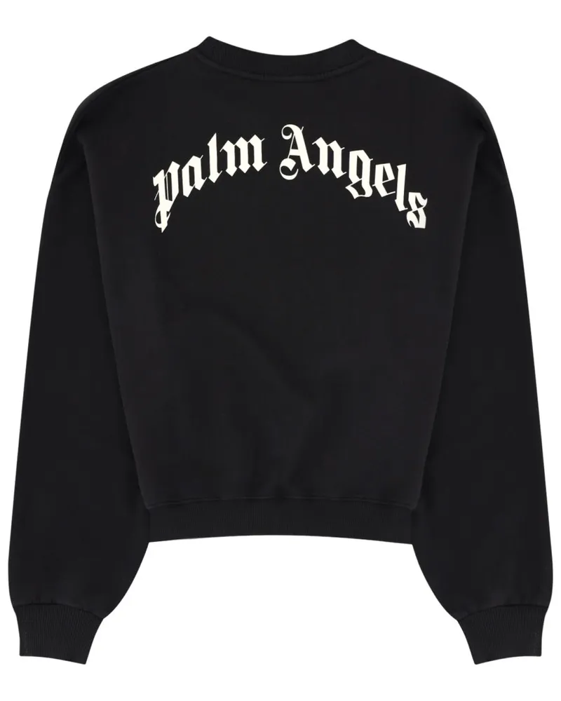 Palm Angels Cropped Cotton Sweatshirt — Black Black