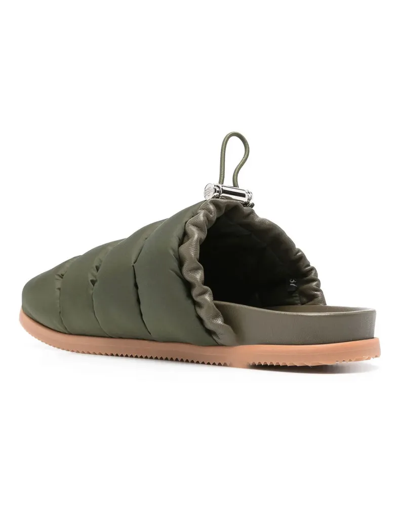 Moncler Women's Mon Pocket Logo Patch Padded Down Mules Green Shoes > Flats Green