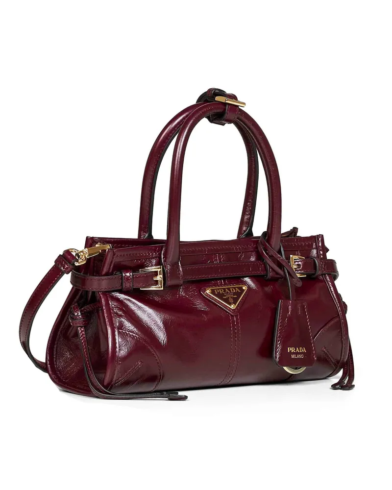 Prada Women's Handbag Bonnie Mini Burgundy Calf Leather Handbags Hand Bags Burgundy
