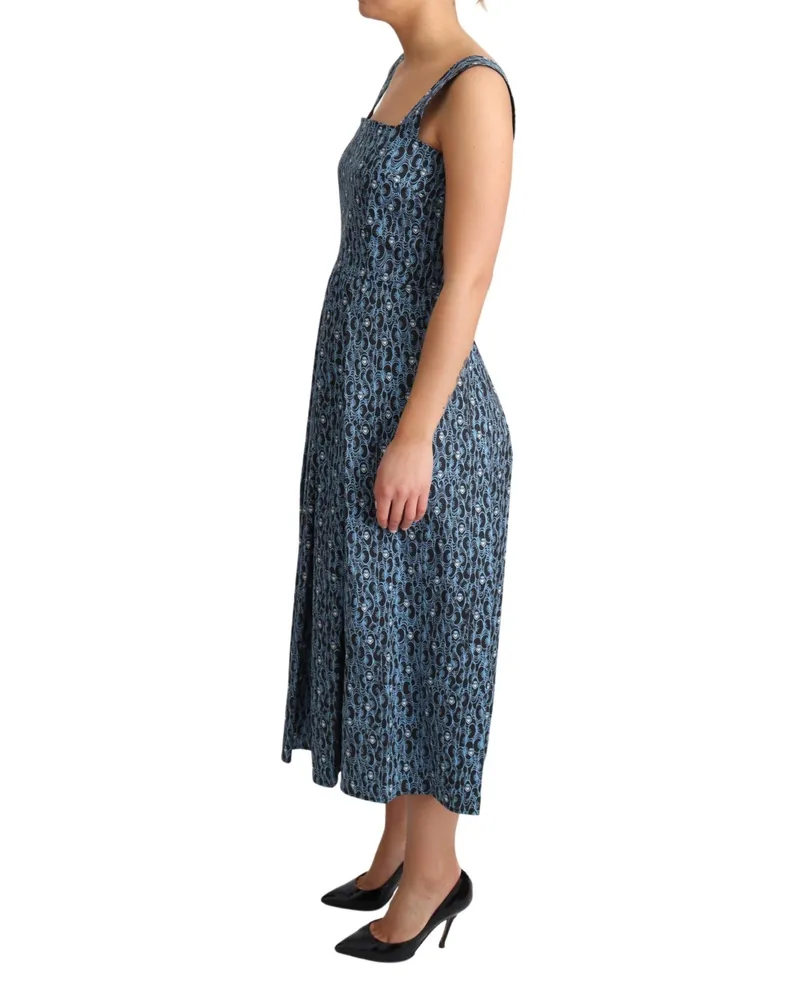 Dolce & Gabbana Women Blue Heart Cotton A-Line Stretch Dress Blue