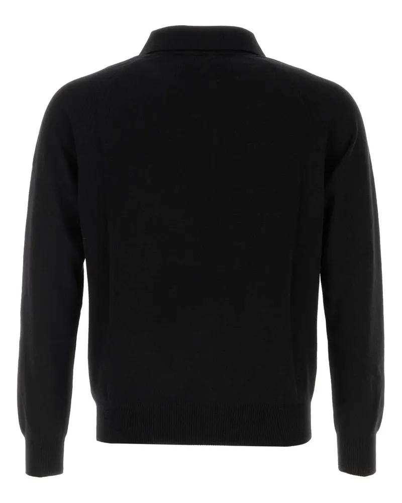 Saint Laurent Men's Black Wool Polo Shirt Noir Exterior: Maglie Black