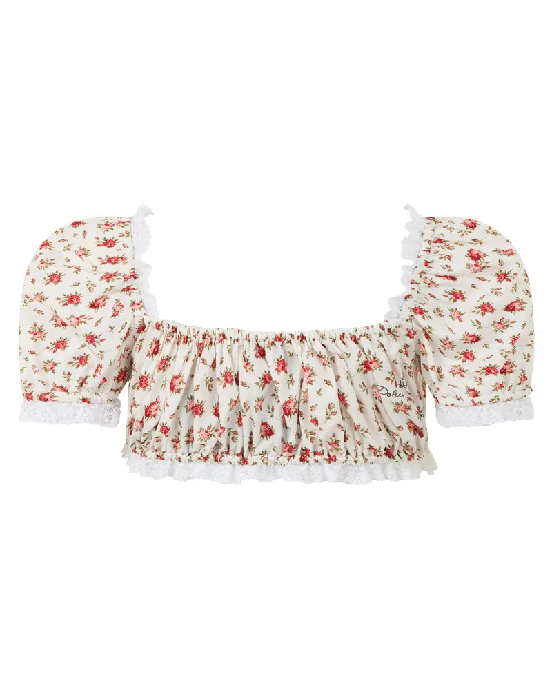 Dolce & Gabbana Women's Cropped Floral Top Cream Cotton Tops Cream