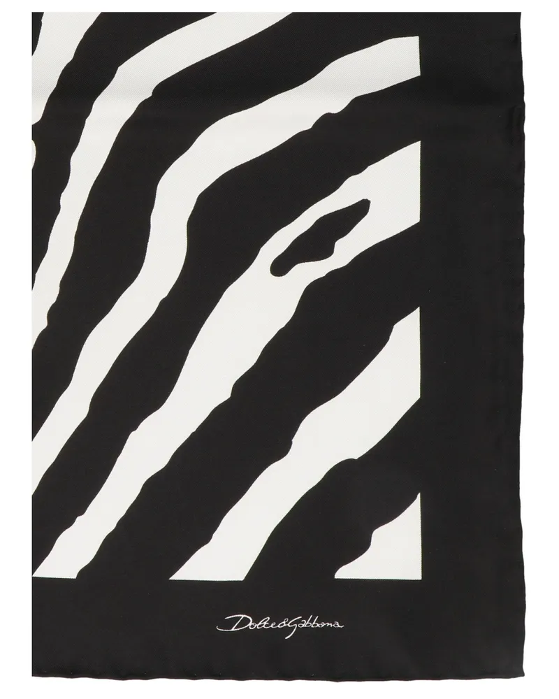 Dolce & Gabbana Silk Animalier Print Scarf — Black Black