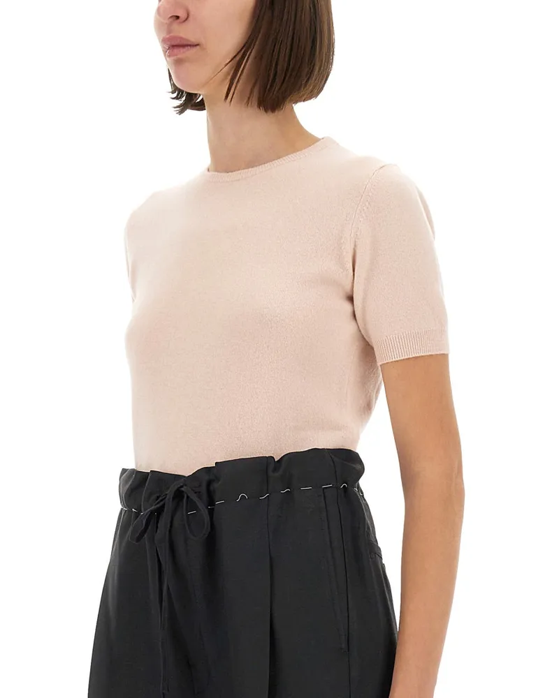 Maison Margiela Virgin Wool Crew Neck Sweater — Pink Pink
