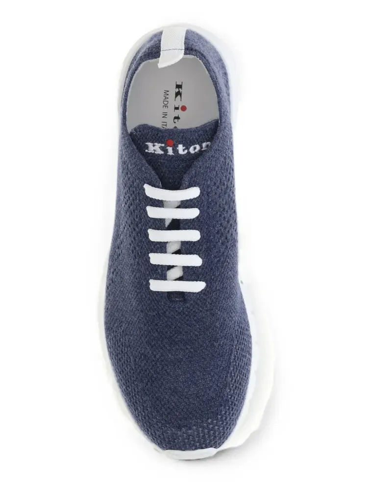 Kiton Men's Lace-Up Knitted Sneakers Aw26 M Navy