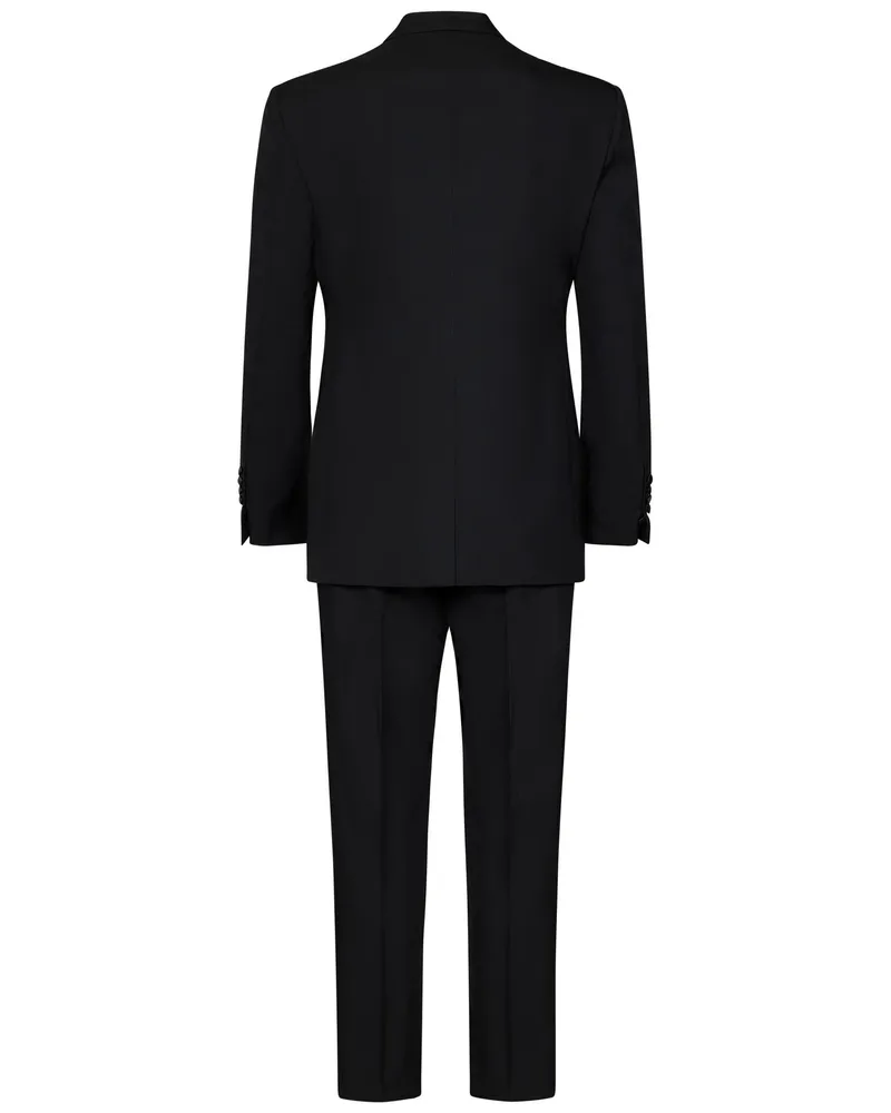 Tom Ford Men's Suit With Satin Peak Lapel - Black Wool; Blazer Lining: Cupro Suits Black