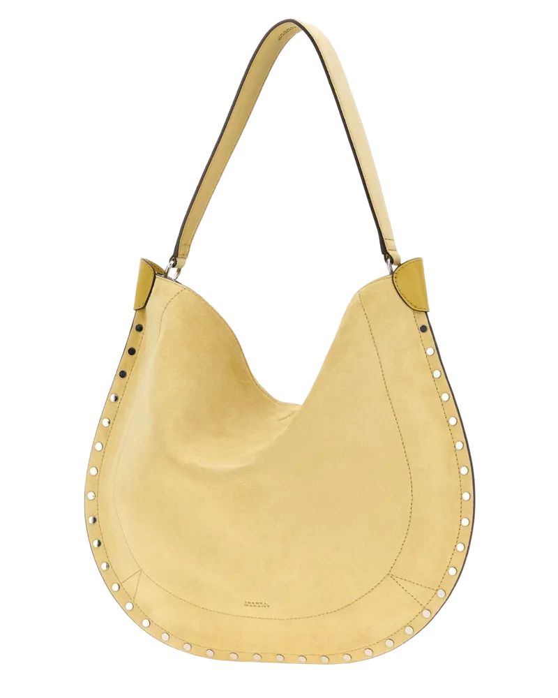 Isabel Marant Women's Pastel Yellow Suede Oskan Shopping Bag Straw Borse A Tracolla Yellow