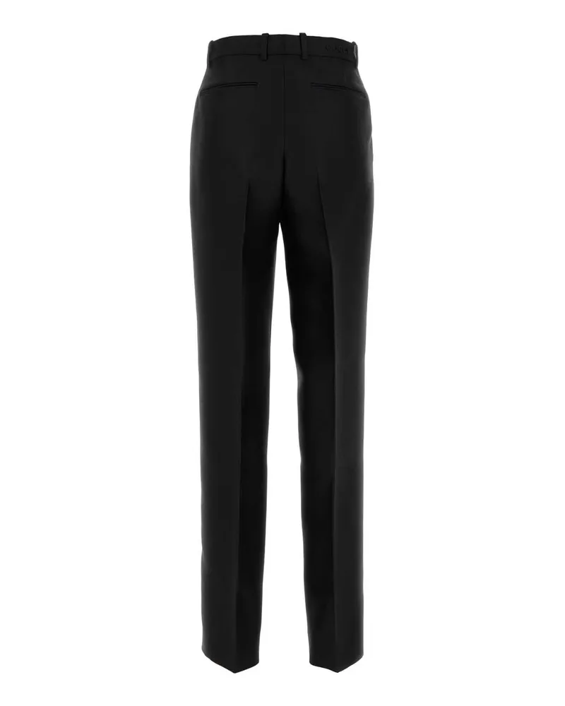 Gucci Women's Black Wool Blend Pant Exterior: Silk Pantaloni Black