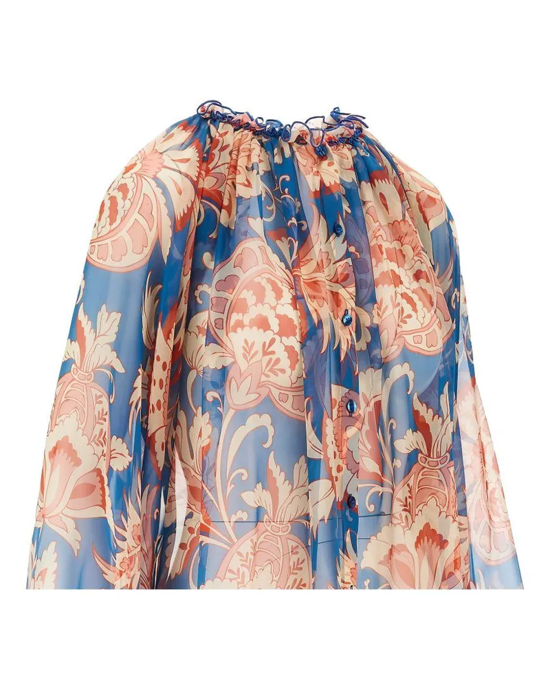 Etro Women's Blouse Blue Silk Blouses Shirt Blue