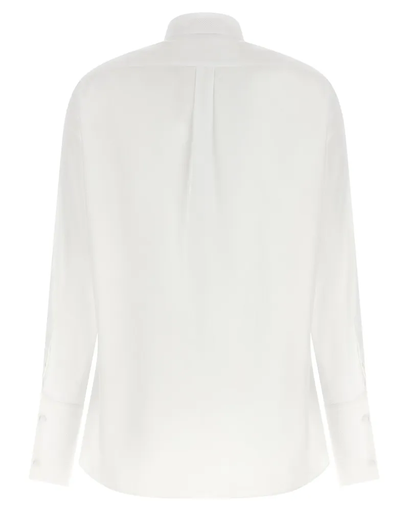 Tom Ford Textured Cotton Tuxedo Shirt — White White