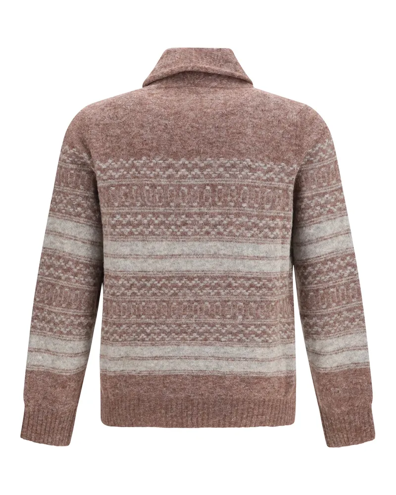 Brunello Cucinelli Men's Cardigan V-Neck Button Lava Sweater Brown