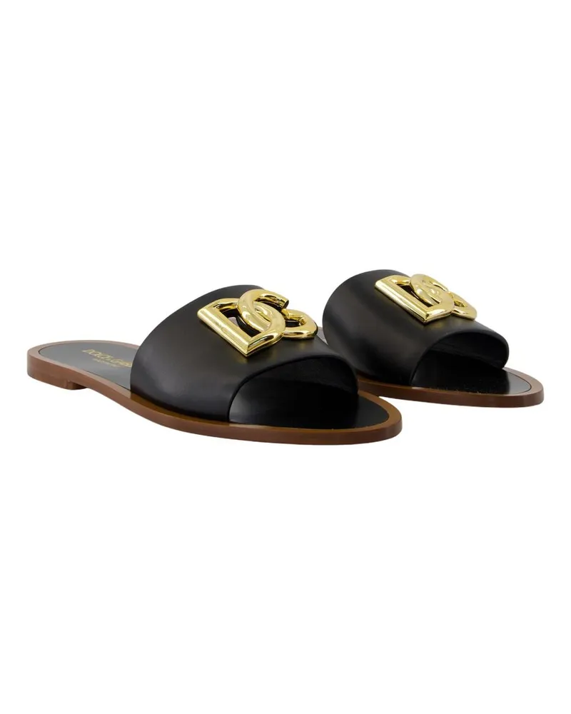Dolce & Gabbana Women's Gruppo 53 Sandals -  Leather Black Calfskin Shoes Black