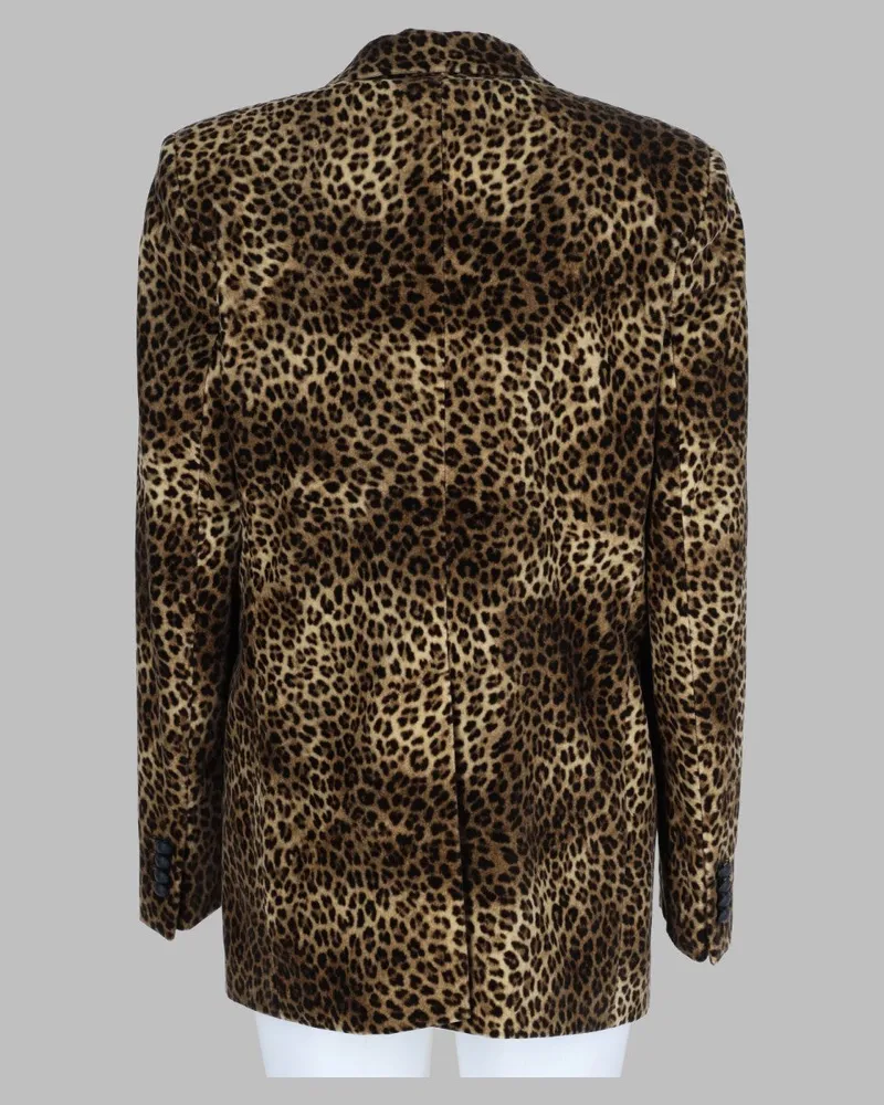 Tagliatore Leopard Print Cotton Blazer — Brown Brown