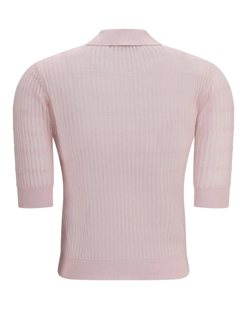 Max Mara Women's Polo Shirt Gallo Pink Wool & Silk Knitwear Sweater Pink