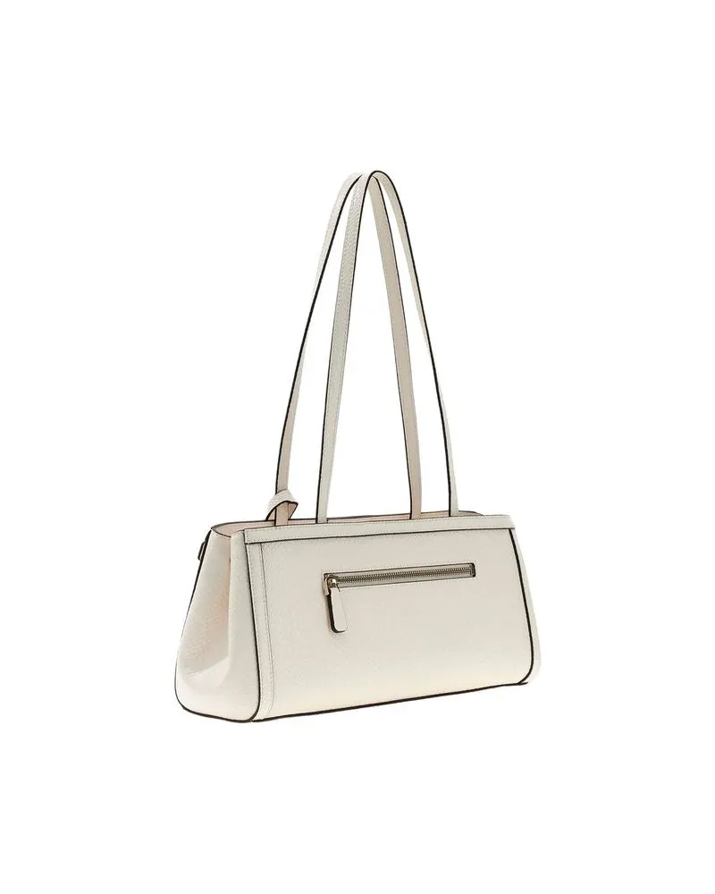 Guess Structured Polyurethane Shoulder Bag — White White