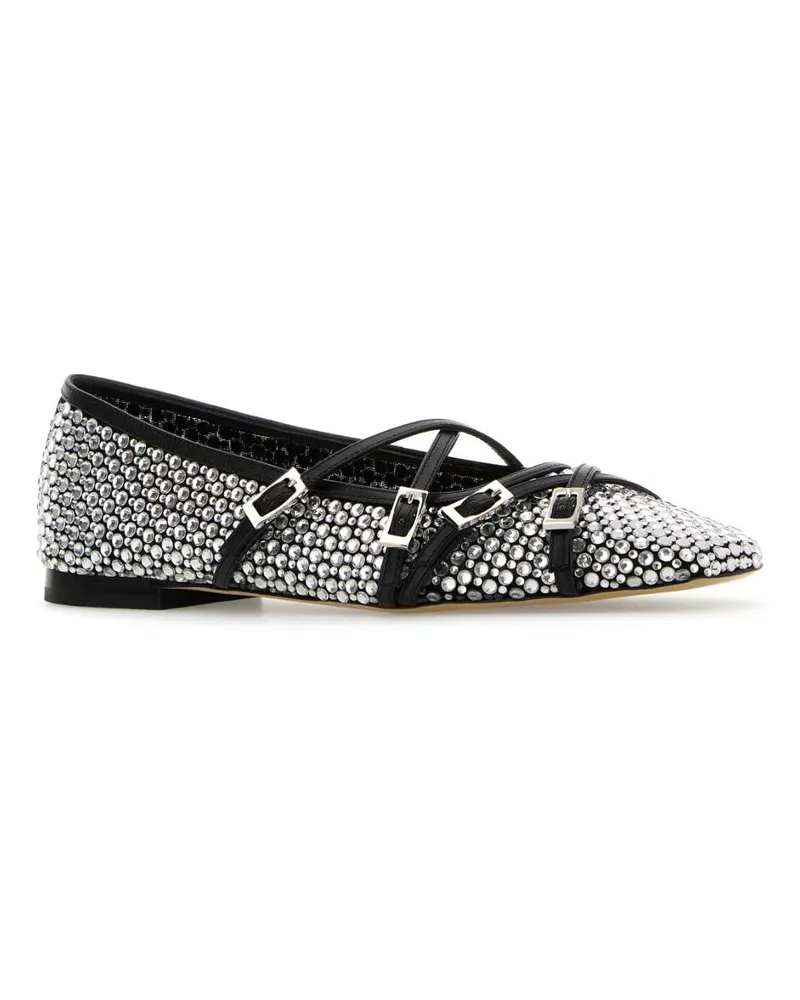Mach & Mach Women's Embellished Fabric Ballerinas Black Ballerine Flat Shoes Black