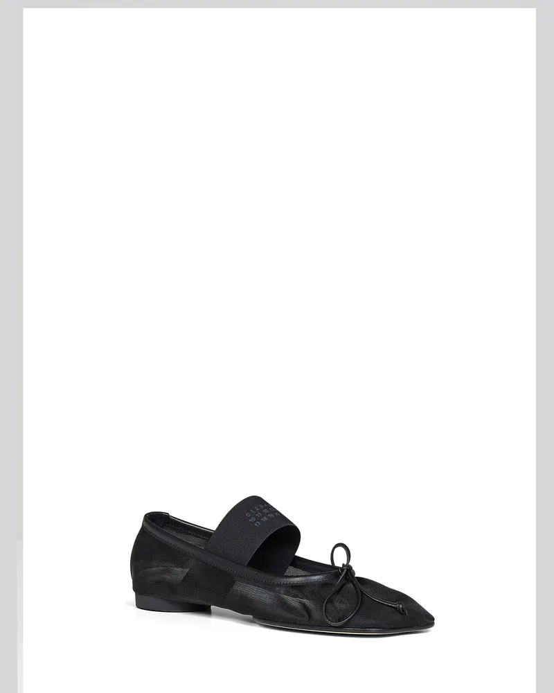 Maison Margiela Mesh with Leather Bow Ballet Flat — Black Black
