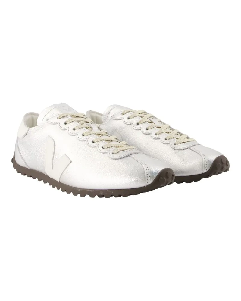 VEJA Men's Cateyes Sneakers -  Leather Silver Calfskin Shoes Silver