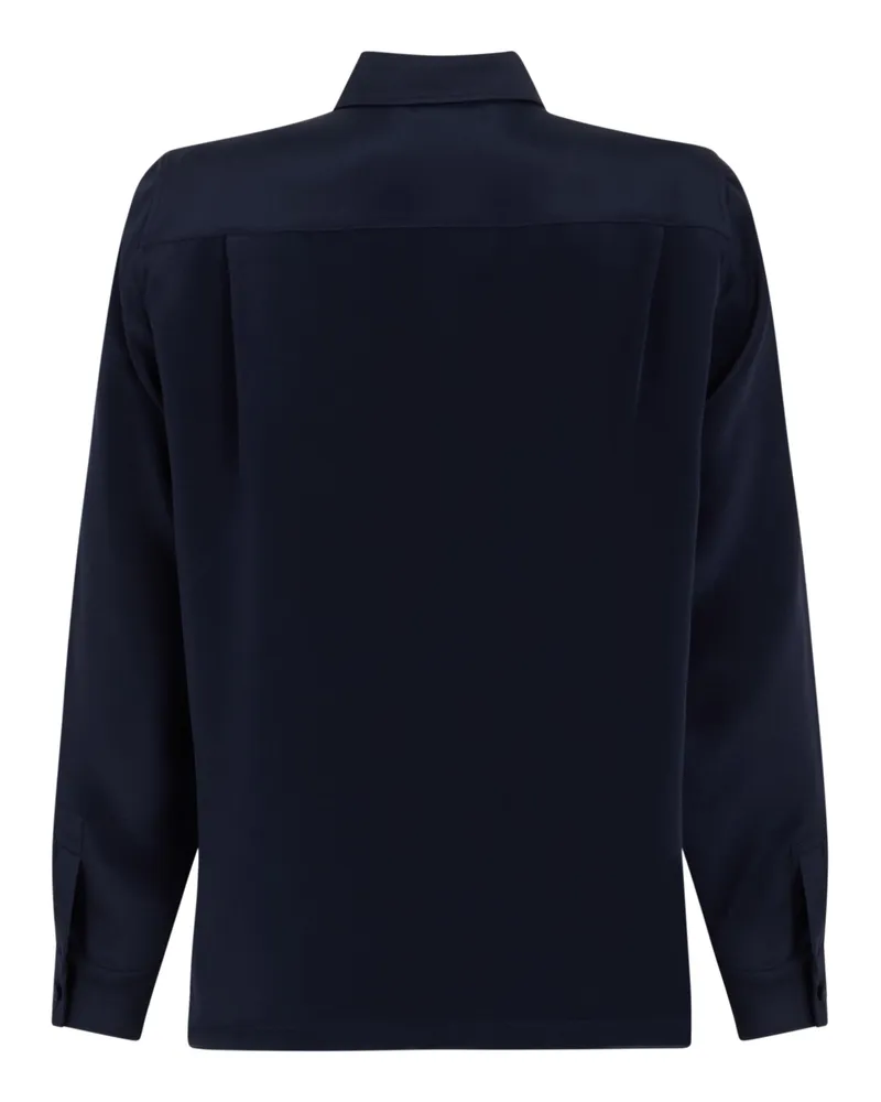 Max Mara Women's Long-Sleeve Silk Shirt Dark Blue Navy