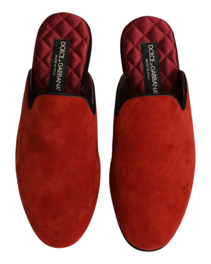 Dolce & Gabbana Men's Orange Suede Slides Flat Slipper Shoes Capra (suede Orange