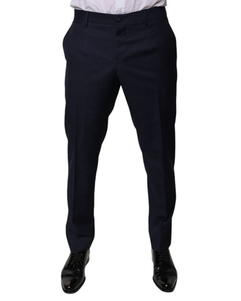 Dolce & Gabbana Dark Blue Cotton Men Dress Pants Elastane Navy