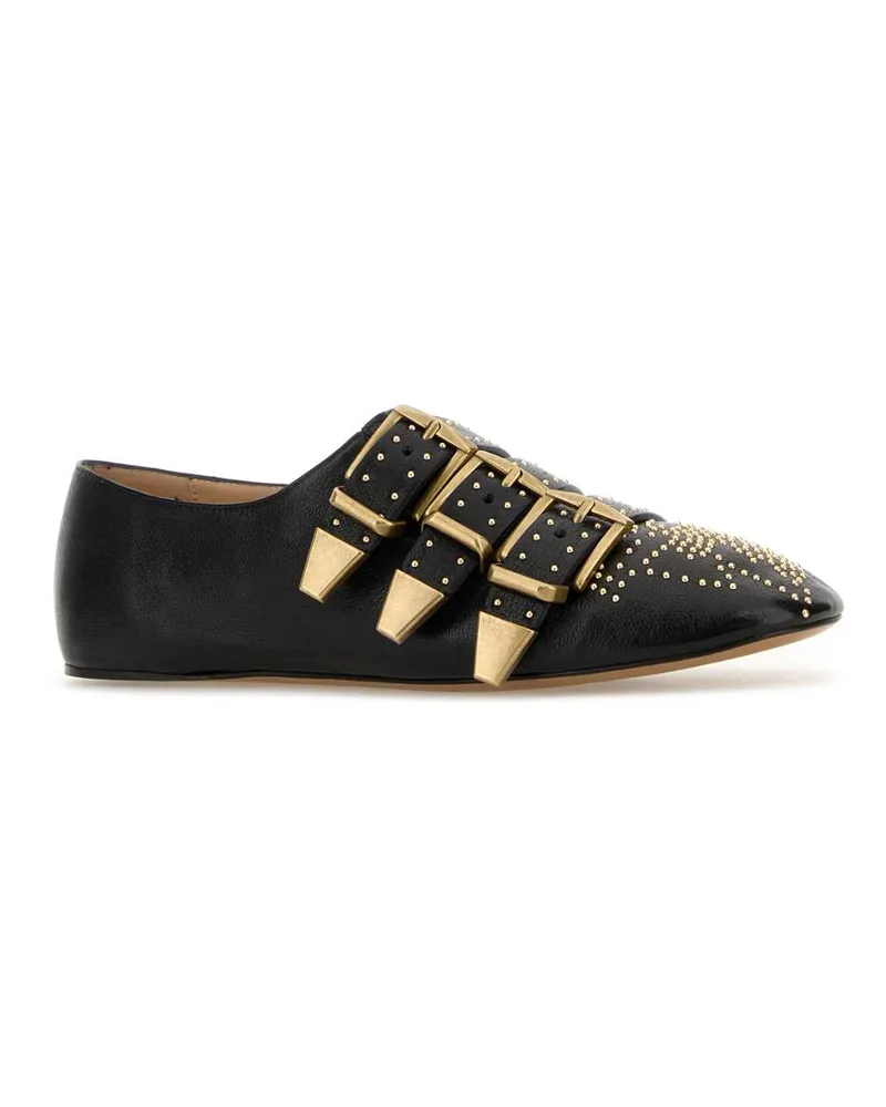 Chloé Women's Black Leather Susan Ballerinas Ballerine Flat Shoes Black