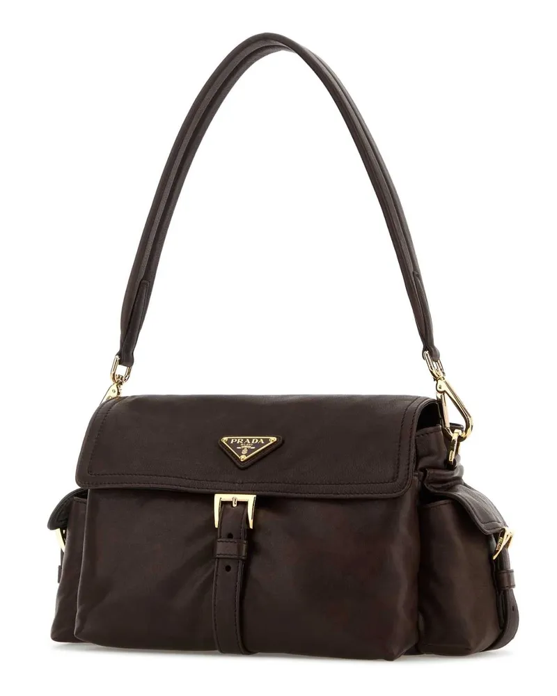 Prada Women's Shoulder Bag Brown Lambskin Brown