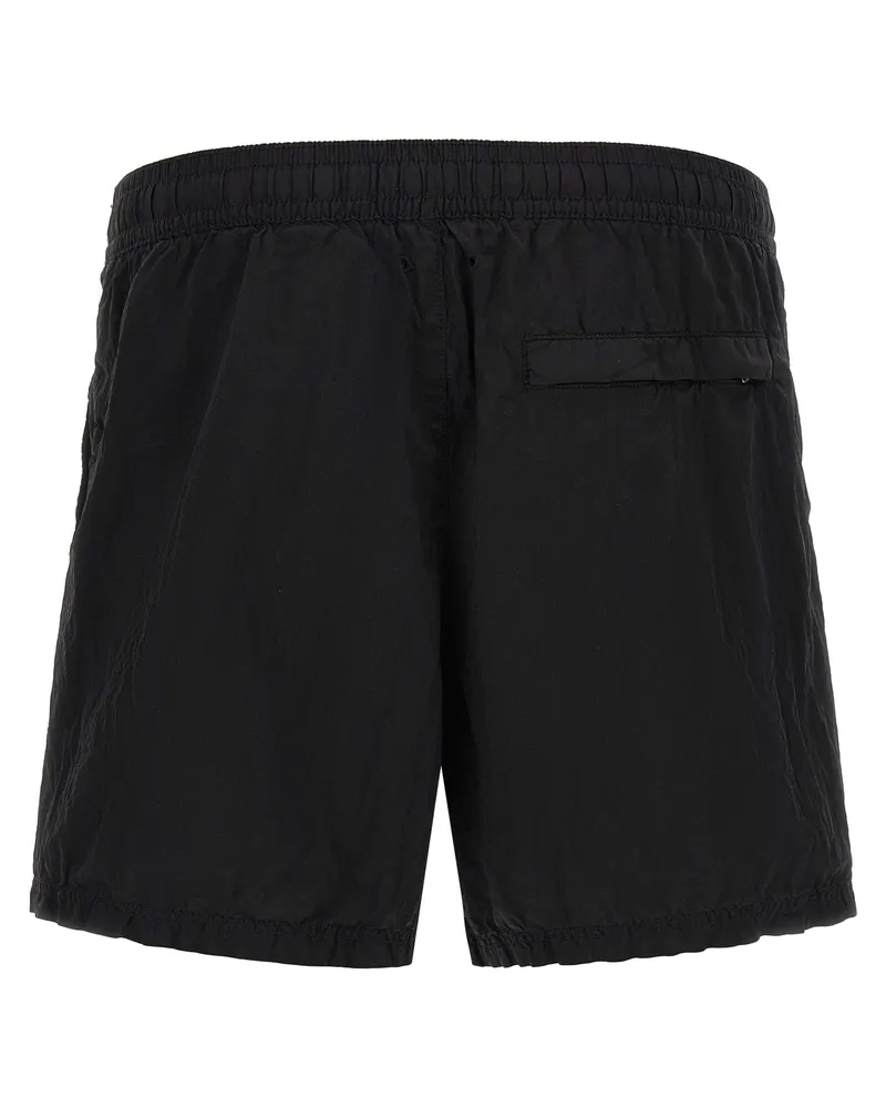 Stone Island Wrinkled Nylon Cargo Shorts — Black Black