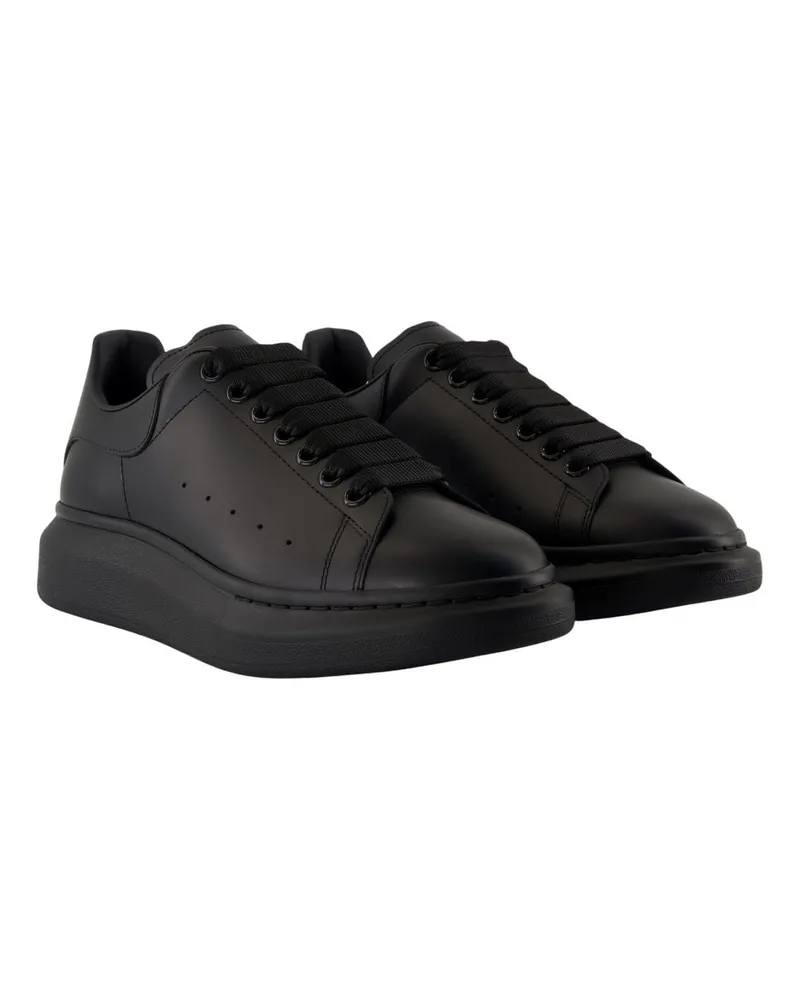 Alexander McQueen Men's Oversize Leather Sneaker Black Calfskin Black