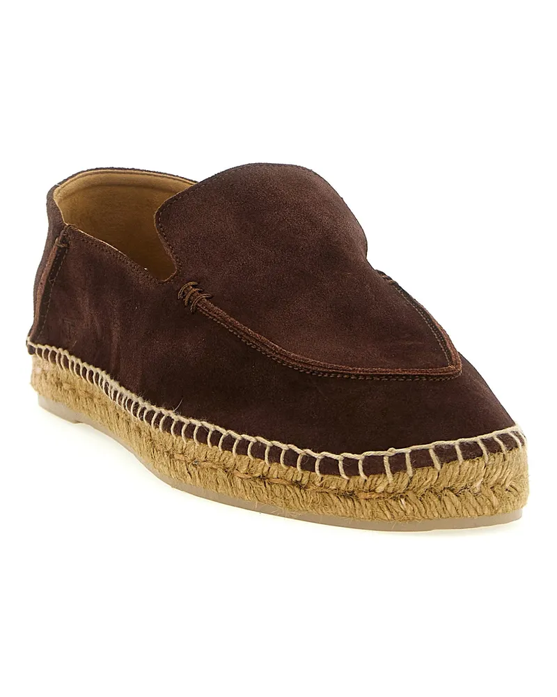 Tom Ford Men's Brown Calfskin Espadrilles Shoe Brown