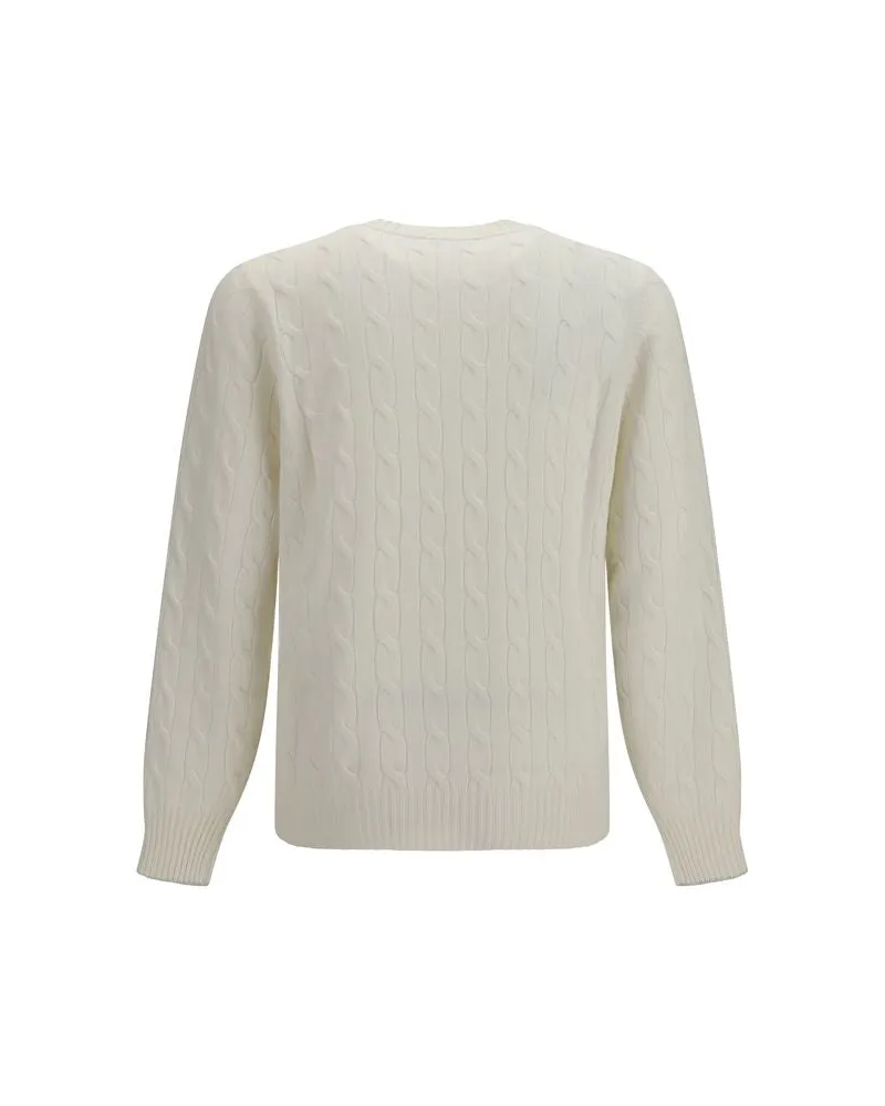 Brunello Cucinelli Cable-Knit Cashmere Sweater — White White